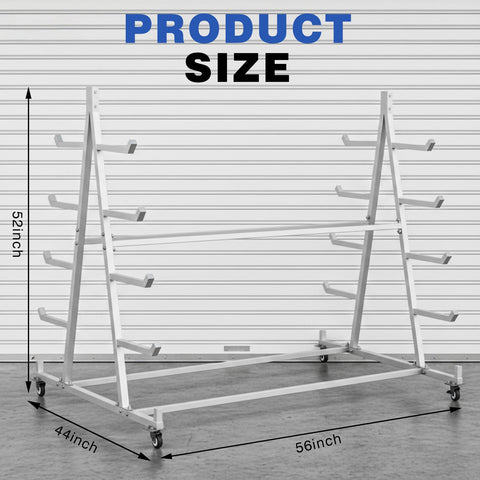 Smooth Rolling Cantilever Pipe Rack Cart With Five Tier Horizontal Lumber Storage Setup 1800 Pound Capacity Beast Mode Iron Frame Utility Shelving labeled size 44x56x52 inches.