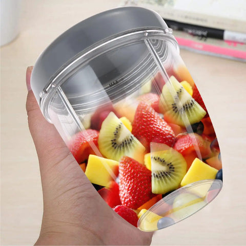 Hand holding 18oz Blender Cup Replacement With Lid For Nutribullet 600W And 900W Blenders 2 Pack Built To Last Tritan BPA Free