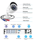 All In One Outdoor And Indoor 8 Channel Home Security System With 4 1080P Bullet Cameras And 5MP Lite DVR showing rear connections.