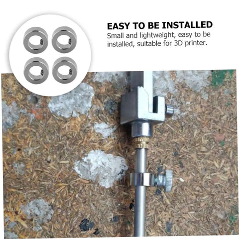 10 Pack Stainless Steel Locking Collars For Printers With Easy Installation And Lightweight Design Built To Last T8 Lead Screw Lock Rings For 3D Printer Shafts, showing installation on 3D printer shaft.