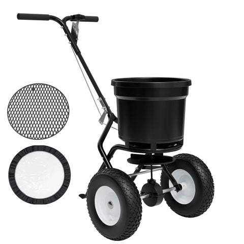 50Lb Capacity Walk Behind Fertilizer Spreader For Lawn Care With Hopper Screen And Rain Cover All Season Ready For Yard Work