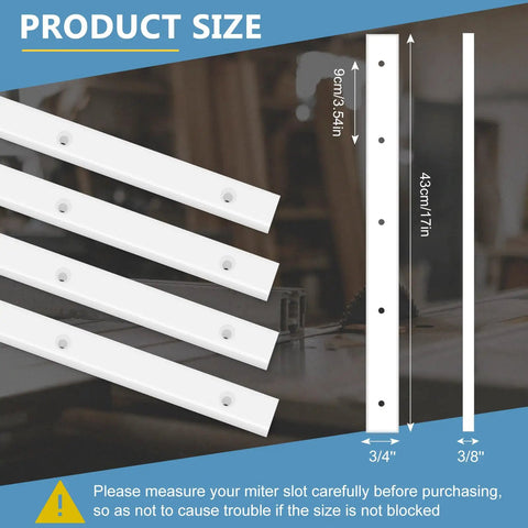 Product diagram of Crosscut Sled For Table Saw With Premium UHMWPE Plastic, dimensions 17 inches with pre drilled holes.
