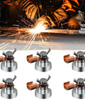 Heavy Duty 6pc Magnetic Welding Ground Clamps With Strong Copper Tail Connectors for tough jobs, displaying 6 clamps with copper connectors.