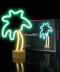 Palm Tree Neon Light With Stand For Bedroom And Game Room In Green And Yellow Colors Battery Or USB Powered Coconut Trees Sign