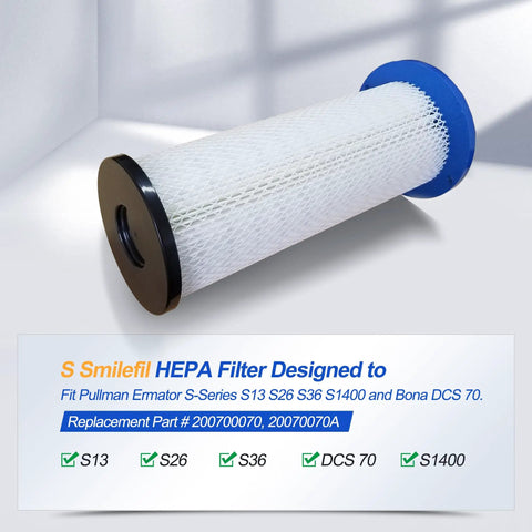 HEPA Filter Replacement For Pullman Ermator S Series Vacuums S13 S26 S36 S1400 S20 HTC50 And Bona DCS 70 displayed with details