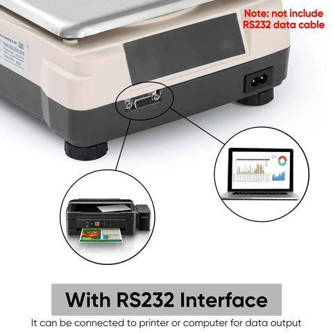 Pro Grade 0.01g Lab Scale With 5000g Capacity, Gram Counting Balance, RS232 Port, digital interface view.