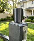 Heavy Duty Replacement Top Pull Latch Knob Compatible With MagnaLatch Series 3 Gate Handles shown on gate post.