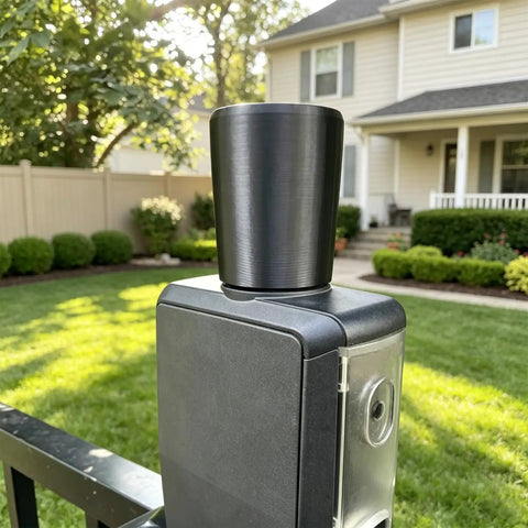 Heavy Duty Replacement Top Pull Latch Knob Compatible With MagnaLatch Series 3 Gate Handles shown on gate post.
