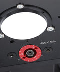 Pro Grade Manual Router Lift Stand For 3.5 Inch Motors Built Like A Tank with height adjustment dial and mounting holes.
