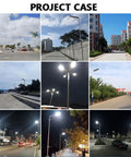 Hella Bright Solar Street Lights For Outdoor Yard Waterproof Motion Sensor Dusk To Dawn Led Flood Lighting illuminating various pathways at night.