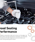 Mechanic using 100 Piece Oil Drain Plug Crush Washer Kit Multi Size M10 M12 M14 M16 M18 Aluminum And Copper Gaskets