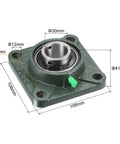 Flange Block Bearing UCF206 30mm Bore Cast Iron Housing Set Screw Lock For Machinery And Equipment shown with dimensions