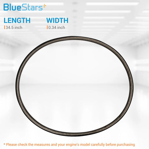 Replacement Starter Generator Belt For Club Car DS 1992 Up And Precedent Gas Carts 2004 Up, showing full belt loop, 34.5x0.34 inch dimensions.