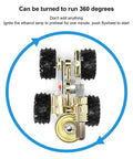 Top view of Mini Stirling Engine Model for Hands On Physics Experiments kit with wheels and flywheel display