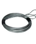 Coiled silver Safety Cable Kit For Extension Springs With Two 10 Foot Cables Loop End Two Eye Bolts And Two Cable Clamps