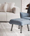 Round 2.5 Inch Reusable Small Furniture Sliders under ottoman in living room on hardwood floor