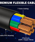 Cross-section of a 7 Way Trailer Wiring Kit With 7 Gang Junction Box, 12V Breakaway Switch And Plug Holder, heavy duty wiring