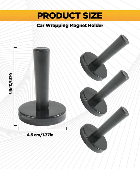 4 Piece Pro Grade Vinyl Wrap Tool Kit With Black Magnet Holders For Car Wrap And Sign Vinyl Wrapping Heavy Duty Magnetic Rubber Coated Brackets For Quick Setup Clean Edges And Gentle Surface Handling