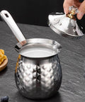 600ml Turkish Coffee Maker Stainless Steel Pot With Eagle Spout Easy Pour Milk Warmer With Non Slip Handle And Dustproof Lid