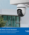 Outdoor Wired PTZ Security Camera 1080p Pan Tilt With 360 Degree Coverage installed outside in rain, close-up view
