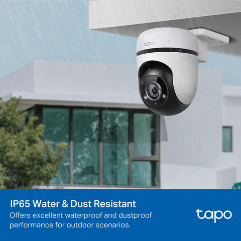 Outdoor Wired PTZ Security Camera 1080p Pan Tilt With 360 Degree Coverage installed outside in rain, close-up view