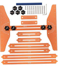 No Sweat Stair Treads Gauge Template With Quick Adjust Flex Angles For Dead On Precision On Spiral And Standard Runs Ideal Drywall Layout And Heavy Duty Home Builder Gear, featuring orange aluminum components and measuring rods.