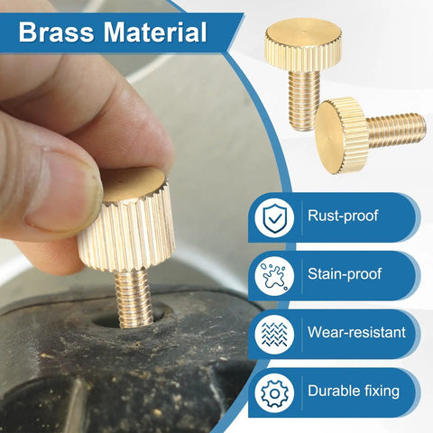 Five Pack Knurled Thumb Screws M6x14mm Solid Brass Flat Head Fully Threaded Knobs Fasteners For Electronics, DIY Projects Installed