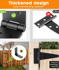 Heavy Duty Gate Hinges 270 Degrees Fully Adjustable Six Pack Black Steel side view showcasing thickened design for bifold barn doors.