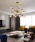 Modern Gold Sputnik Chandeliers Set Of 12 Brass Industrial Ceiling Lights For Dining Room Kitchen Living Room Farmhouse Style With Adjustable Height And Easy Install in modern living room