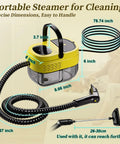 Powerful 2500W Handheld Steam Cleaner With 3 Level Adjustable Handle And 16 Accessories, featuring easy-to-handle dimensions.