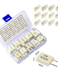 Ceramic Cement Resistor Kit 5W DIY Assortment Pack With 0.05 Ohm To 1 Ohm Values Includes 10 Types And 49 Pieces High Precision Tolerance Five Percent For Electronics Hobbyists, shown with open case displaying resistors.