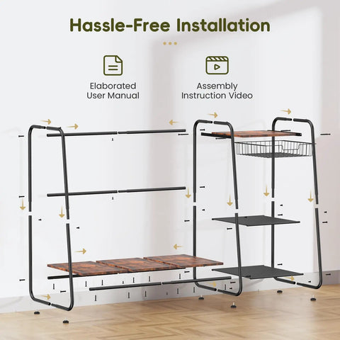 Assembly instructions for Garage Ready Golf Bag Storage Organizer For Two Bags With Wheels And Stable Feet.