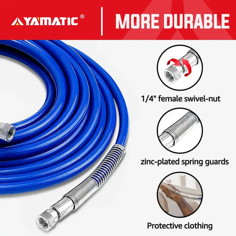 Pro Grade Universal Airless Paint Sprayer Hose 50 Ft Long 1 Quarter Inch ID High Pressure Up To 3300 PSI detailed view