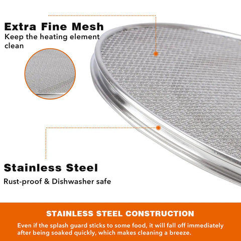 Top Notch Stainless Steel Splatter Shield For 5 In 1 Indoor Grill And Air Fryer Dishwasher Safe Rust Proof Fine Mesh