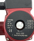 Three Speed Circulator Pump For Hot Water Hydronic Heating, One Twelfth Hp Flow Control Valve, close-up of specs and electrical info.