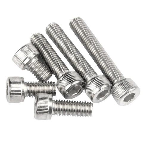 DIN 912 Heavy Duty 304 Stainless Steel Cheese Head Hex Socket Cap Screws M10 X 80mm grouped showing detailed design.
