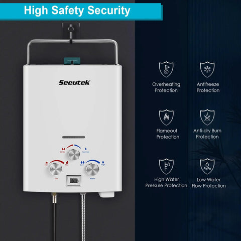 Portable Propane Tankless Water Heater For Outdoor Use 1.6 GPM On Demand Hot Water For RV Camping Instant Shower