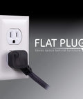 Black flat plug from 3 Outlet Power Strip Surge Protector With 15 Ft Braided Cord, 250 Joules, UL Listed, Black, 10 Pack