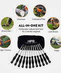 12 Pack Carburetor Adjustment Tools Kit For 2 Cycle Small Engines Fits Poulan Husqvarna Stihl Echo Trimmer Chainsaw Weedeater And More Pro Grade Carb Tuning Set displayed with carrying case and tool types.