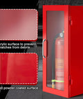 Two Pack Ten Pound Fire Extinguisher Cabinet For Wall Or Surface Mount Red 22 Gauge Steel Built To Last Heavy Duty Holds A Ten Pound Extinguisher With Handle Indoor Outdoor Use Includes Mounting Screws, shown with acrylic window and red finish