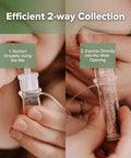 Fresh Mama Game Changer Colostrum Collector Set Bpa Free Silicone Collection Cups in use for efficient two-way collection.