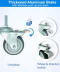 Heavy Duty 4 Inch Swivel Caster Wheels With Aluminum Brake And Standard Threaded Stem, showcasing the locking mechanism.
