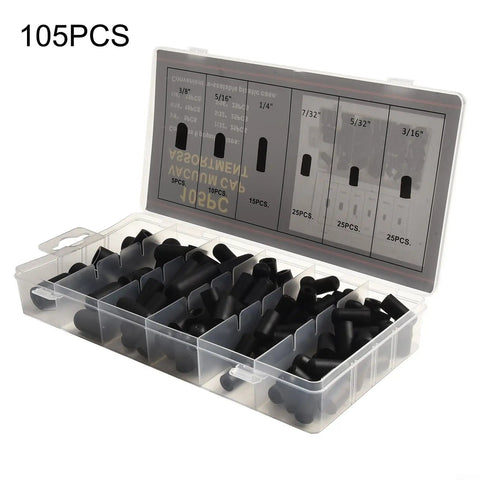 Grab This Sweet Deskbloom Automotive Rubber Vacuum Cap Kit With 105 Pieces In Nine Sizes For Carburetors And Manifolds Plus A Storage Case To Fix Leaks Now. 105-piece black rubber vacuum cap kit in labeled storage case, assorted sizes
