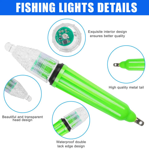 Close-up of Six Pack Colorful LED Underwater Fishing Lights Kit For Night Fishing showing design details and waterproof features