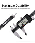 Close-up of 8-Inch Digital Caliper With Extra Large Display, Stainless Steel Measuring Tool, showing 20.0 mm reading on LCD.
