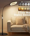 10X Optical Grade Glass Rectangular Magnifier With Light And Stand Height Adjustable Gooseneck Floor Lamp on sofa, 5 color LED modes