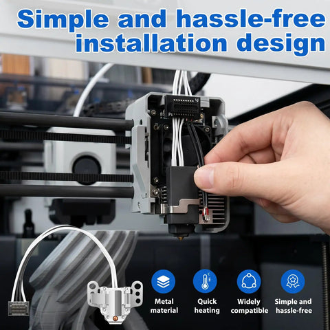 Installing Plug And Play Hotend Heating Assembly Kit For AD5X 3D Printer With Thermistor And Metal Clip Quick Change Hot End Block