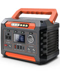 Portable Power Station 299Wh 7 Pound Lightweight Camping Solar Generator with controls and LED light, angle view.