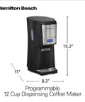 One Press Programmable Dispensing Drip Coffee Maker With Internal 12 Cup Brew Pot And Water Reservoir No Carafe Design Keeps Coffee Fresh Longer Without Burning Or Scorching Black With Chrome Finish