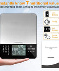 Digital Kitchen Scale With Nutritional Calculator For Easy Calorie Counting And Meal Prep, Measures In Grams, Ounces, And Pounds